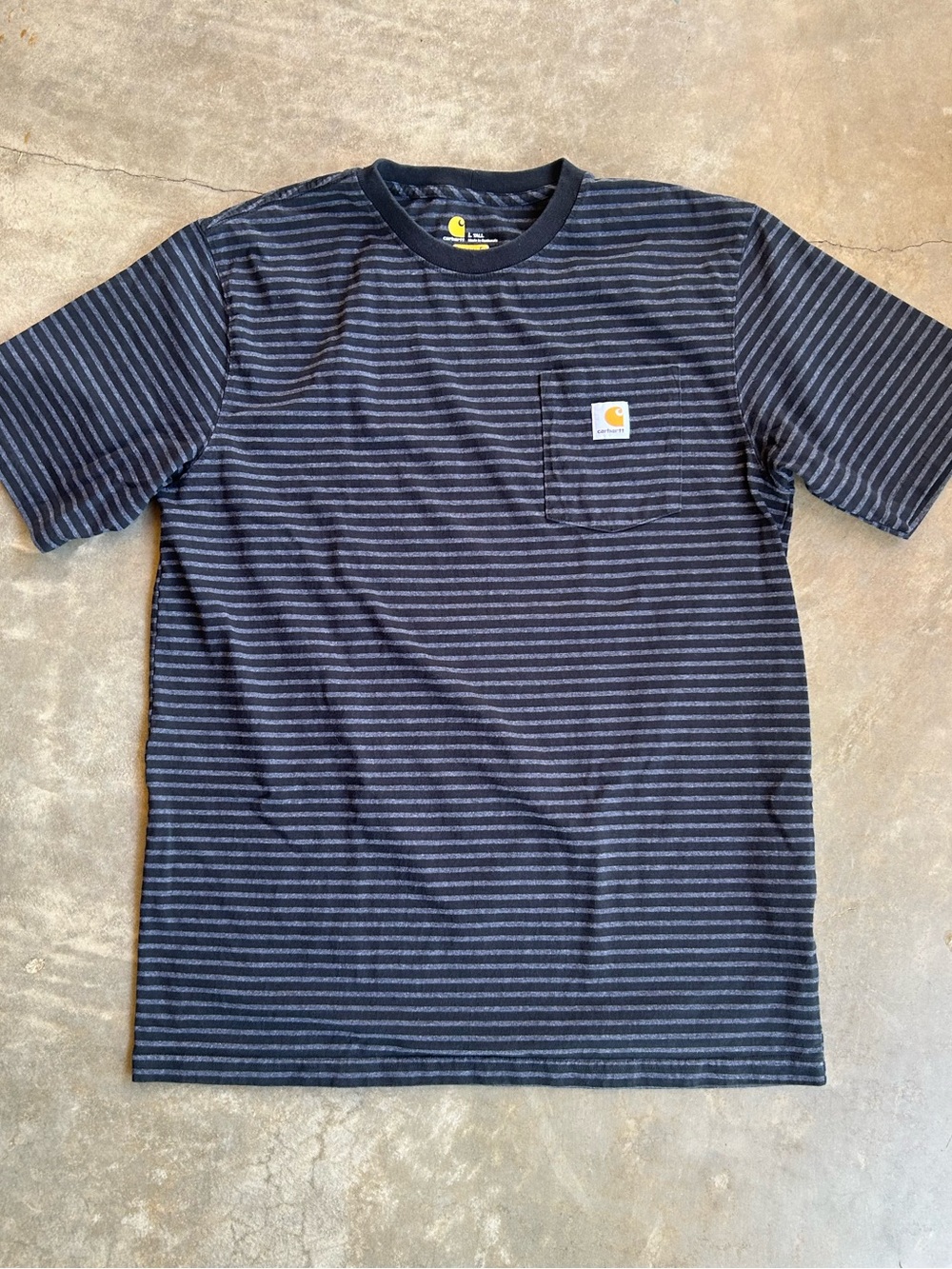 Carhartt Navy and Gray Striped Pocket Tee